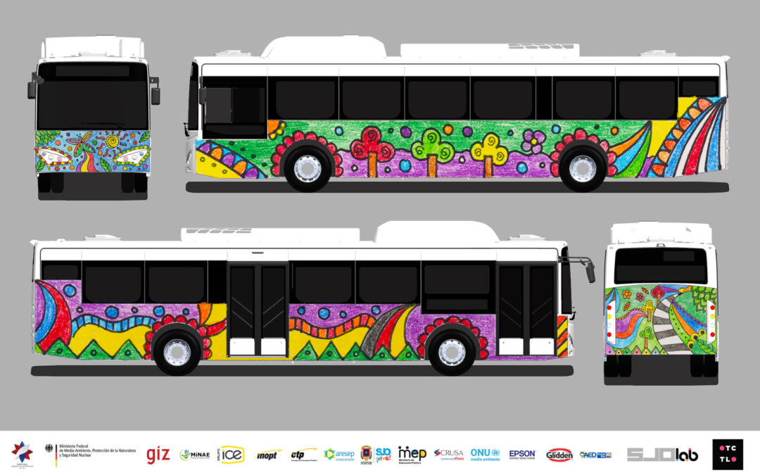 Buses eléctricos públicos viajarán con diseño de niño cartaginés